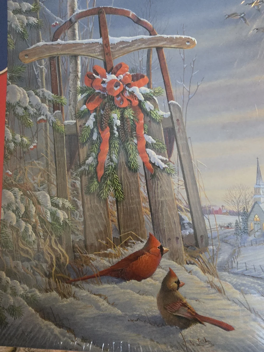 Springbok 1000-Piece Winter Sled Puzzle with Red Cardinals Holiday Christmas NIB